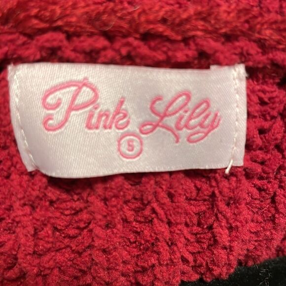 Pink Lily Whispering Winds Chenille Oversized Boatneck‎ Sweater Red Size Small - Picture 8 of 9